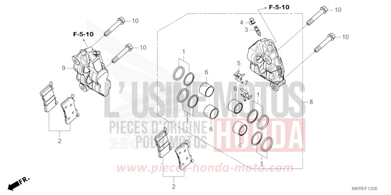 VORDERRAD-BREMSSATTEL (CBR1000ST) von CBR1000RR "Fireblade" GRAND PRIX RED (R380) von 2024